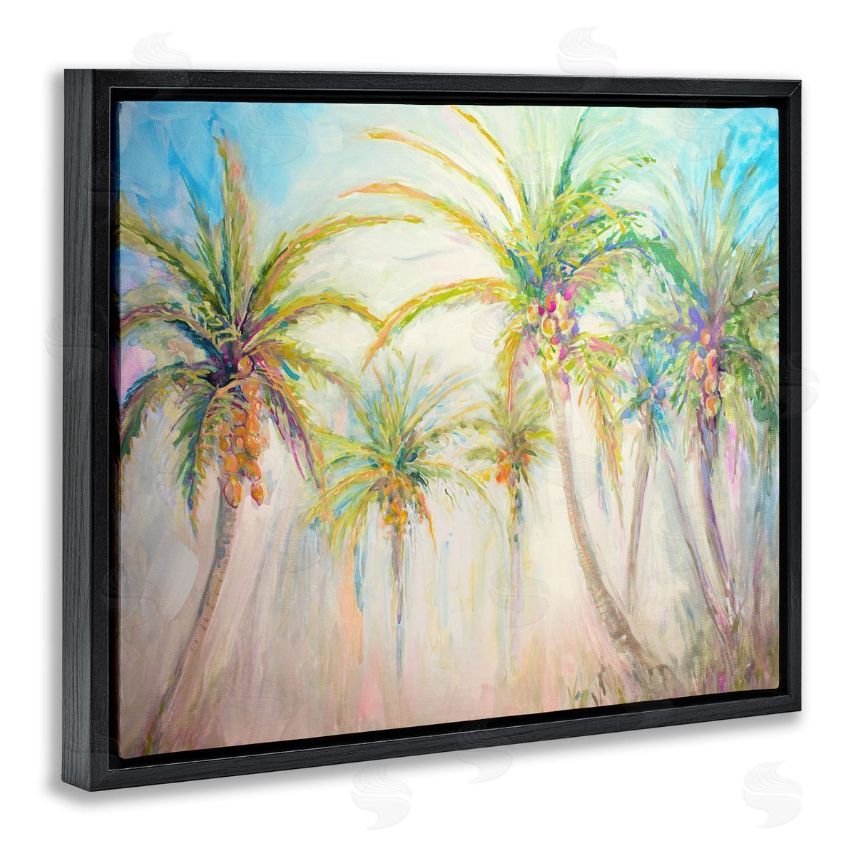Swaying Palms Abstract Black Floating Frame Canvas Wall Art, Home Decor by Diannart