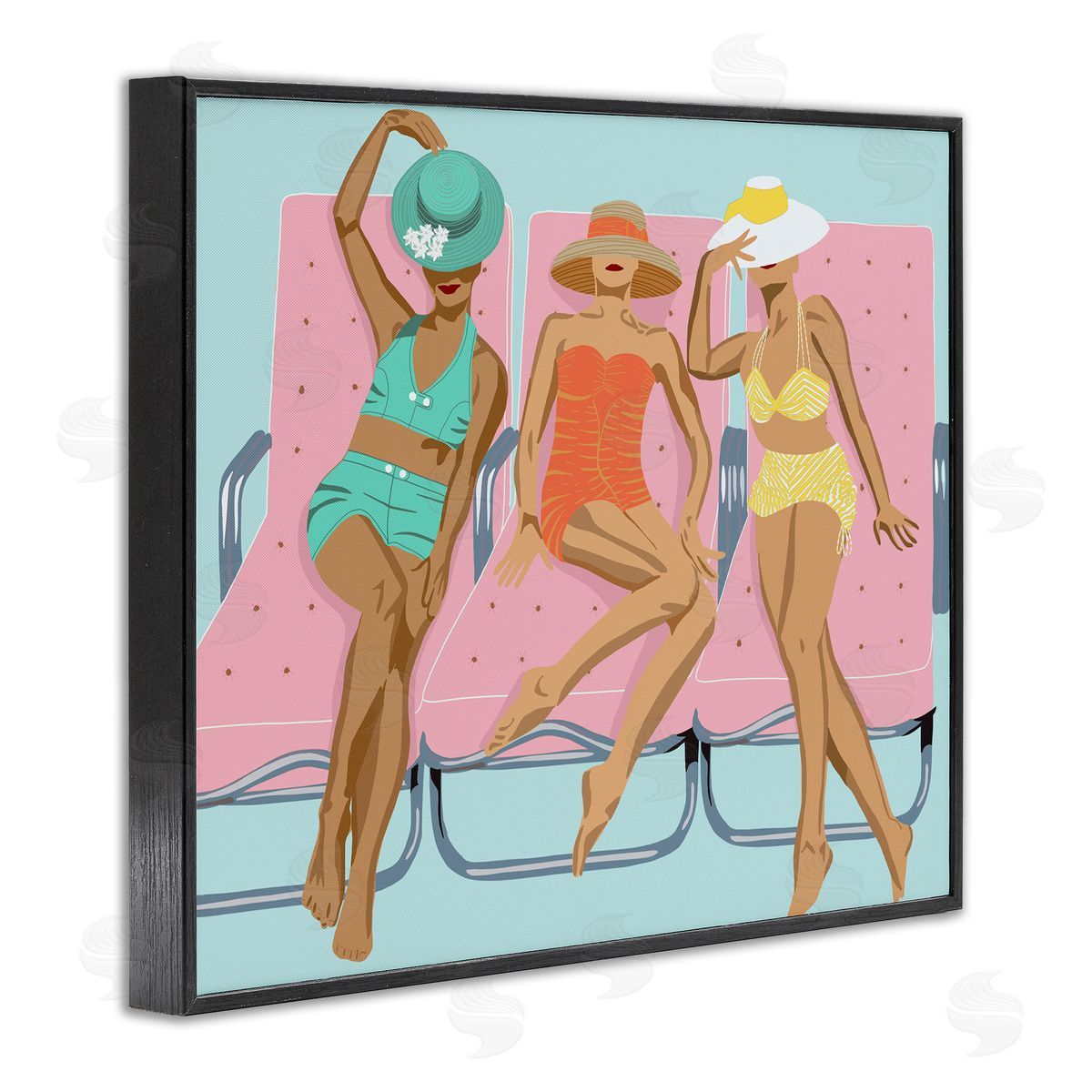 Glam Beach Friends Black Frame Print Wall Art, Home Decor by Jen Bucheli