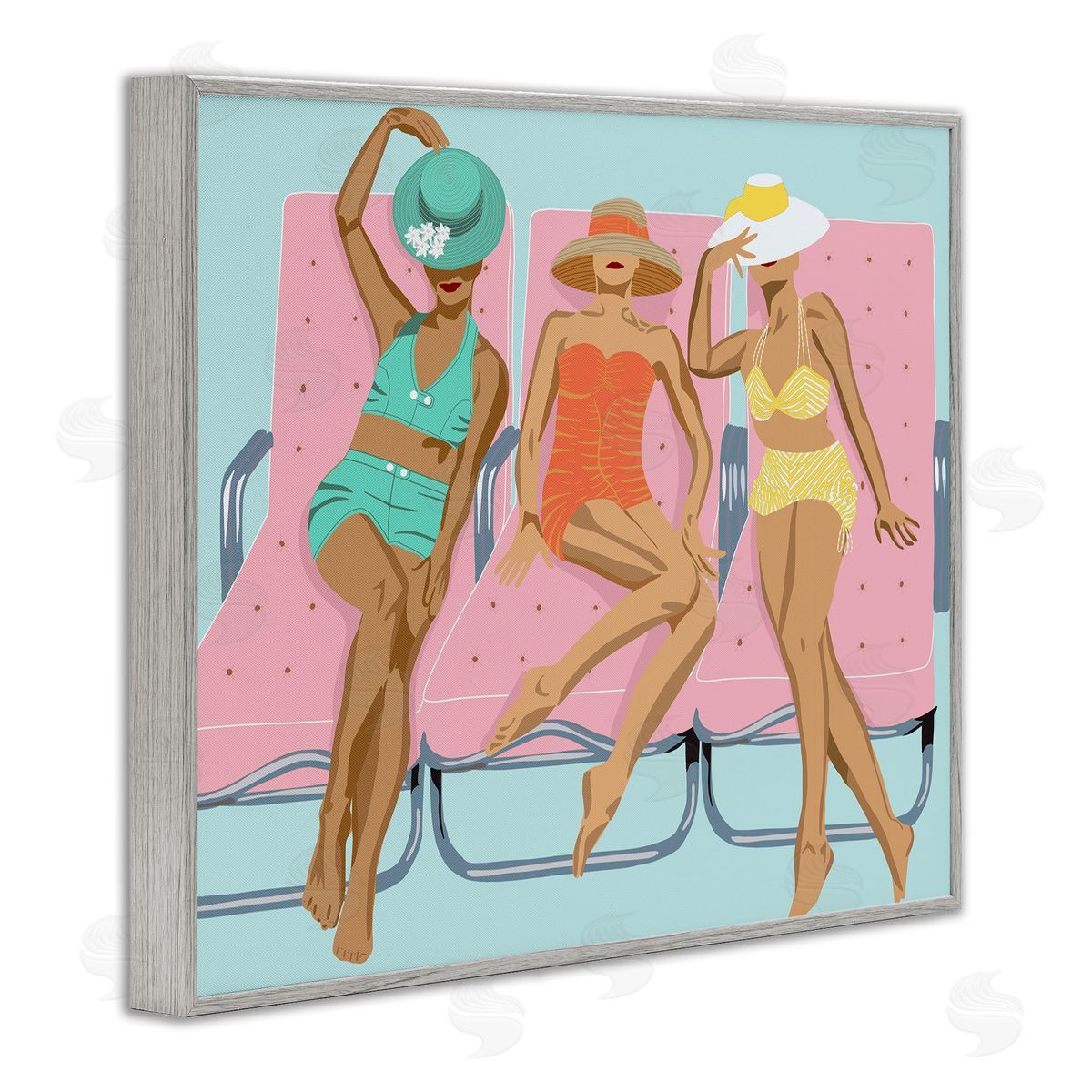 Glam Beach Friends Grey Frame Print Wall Art, Home Decor by Jen Bucheli