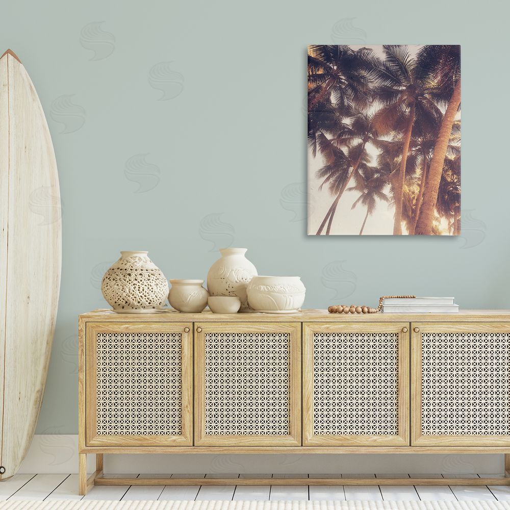 Acosta Sunlit Palm Tree Canvas Wall Art Print in Room