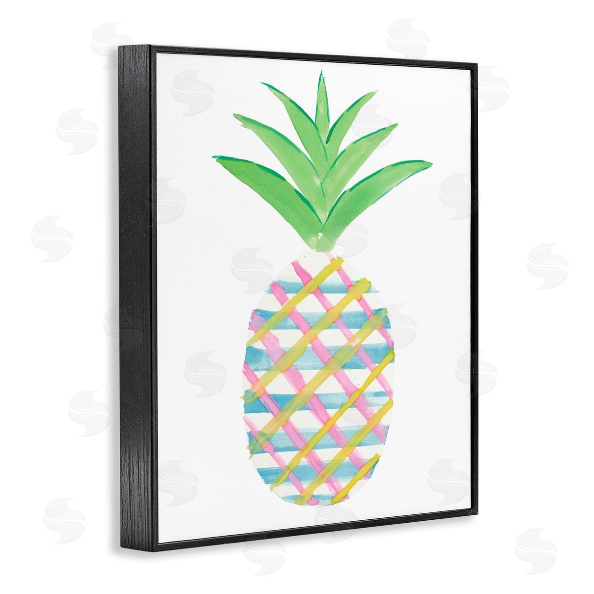 Plaid Pineapple Fruit Black Frame Print Wall Art, Home Decor by Julie DeRice