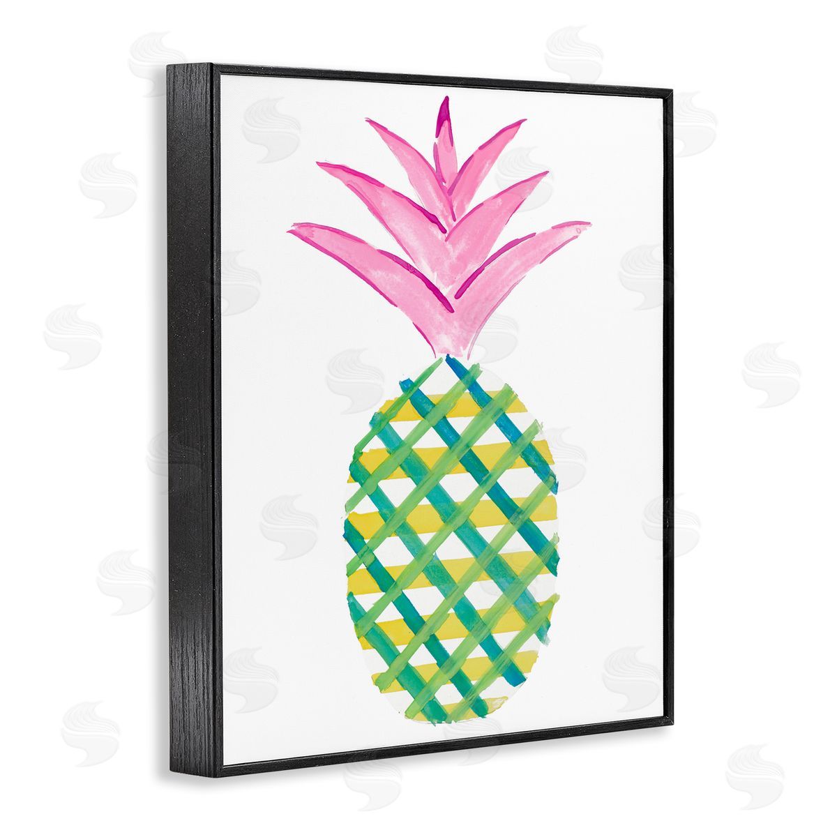 Tropical Plaid Pineapple Black Frame Print Wall Art, Home Decor by Julie DeRice