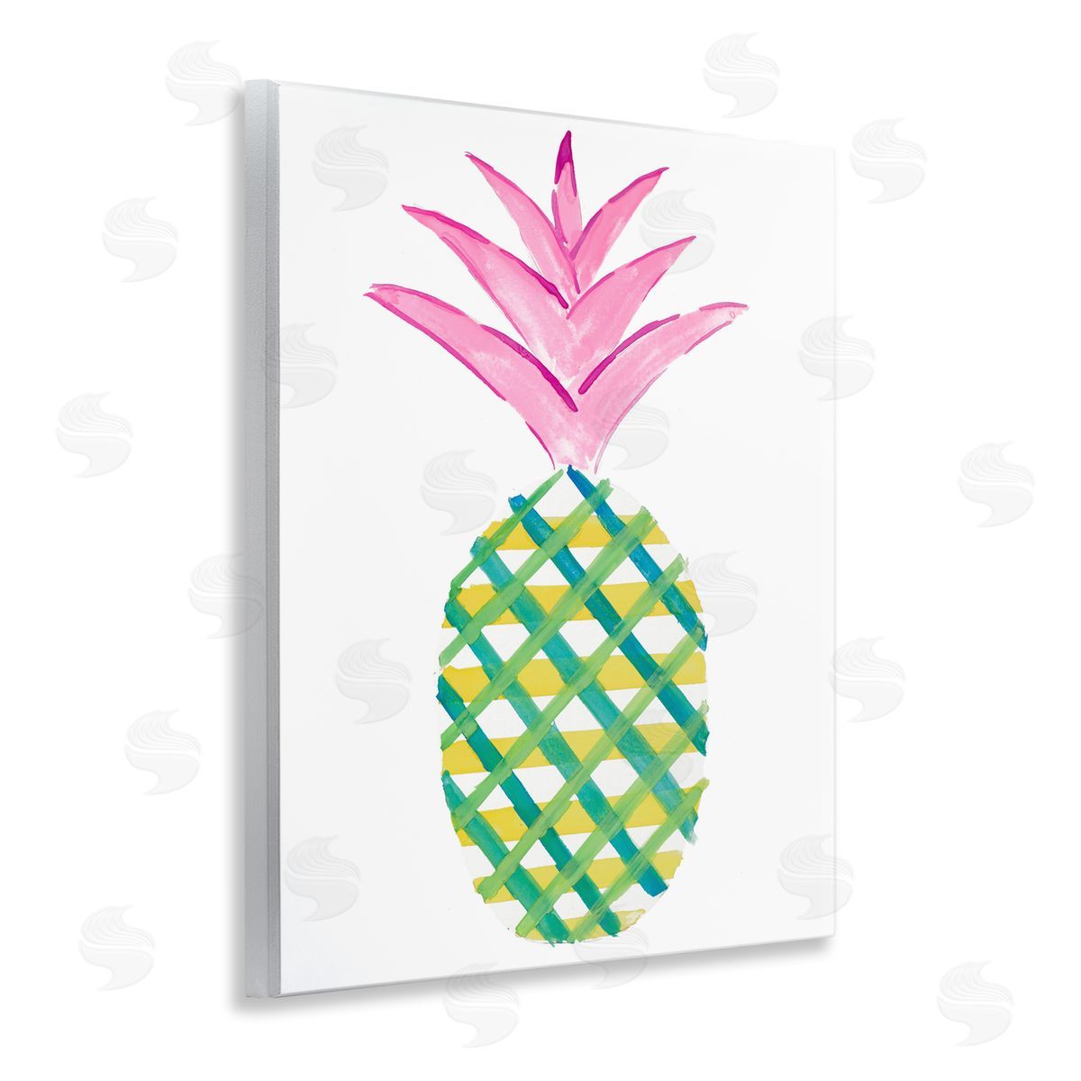 Tropical Plaid Pineapple Wood Plaque Wall Art, Home Decor by Julie DeRice