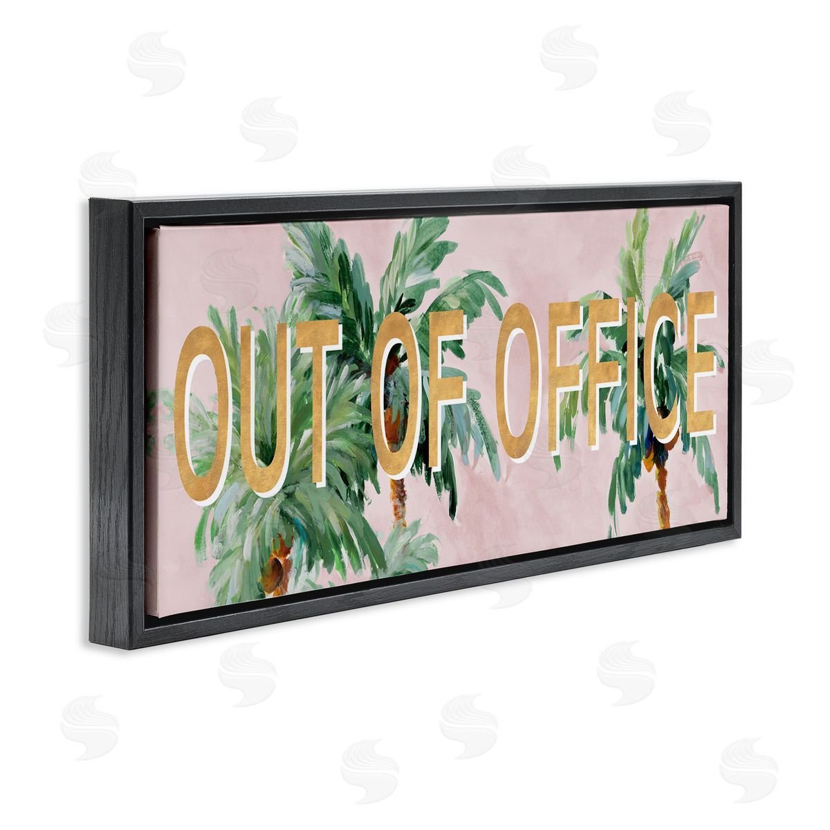 Out Of Office Palms Black Floating Frame Canvas Wall Art, Home Decor by Lanie Loreth