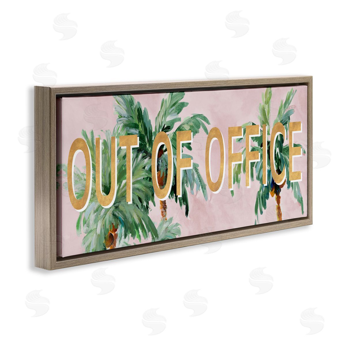 Out Of Office Palms Brown Floating Frame Canvas Wall Art, Home Decor by Lanie Loreth