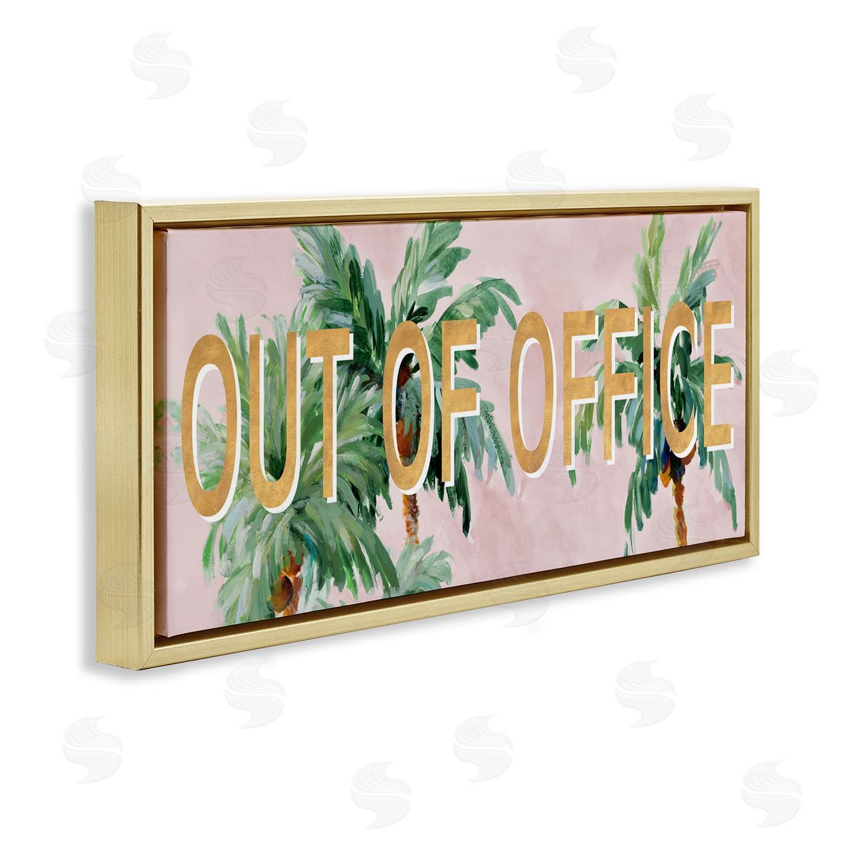 Out Of Office Palms Gold Floating Frame Canvas Wall Art, Home Decor by Lanie Loreth