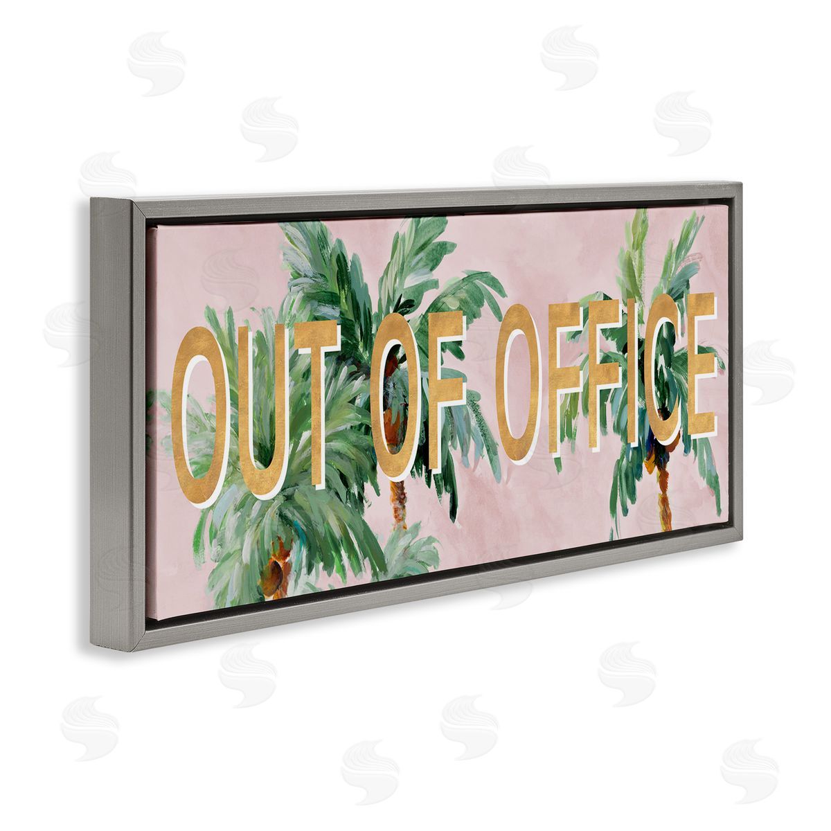 Out Of Office Palms Grey Floating Frame Canvas Wall Art, Home Decor by Lanie Loreth