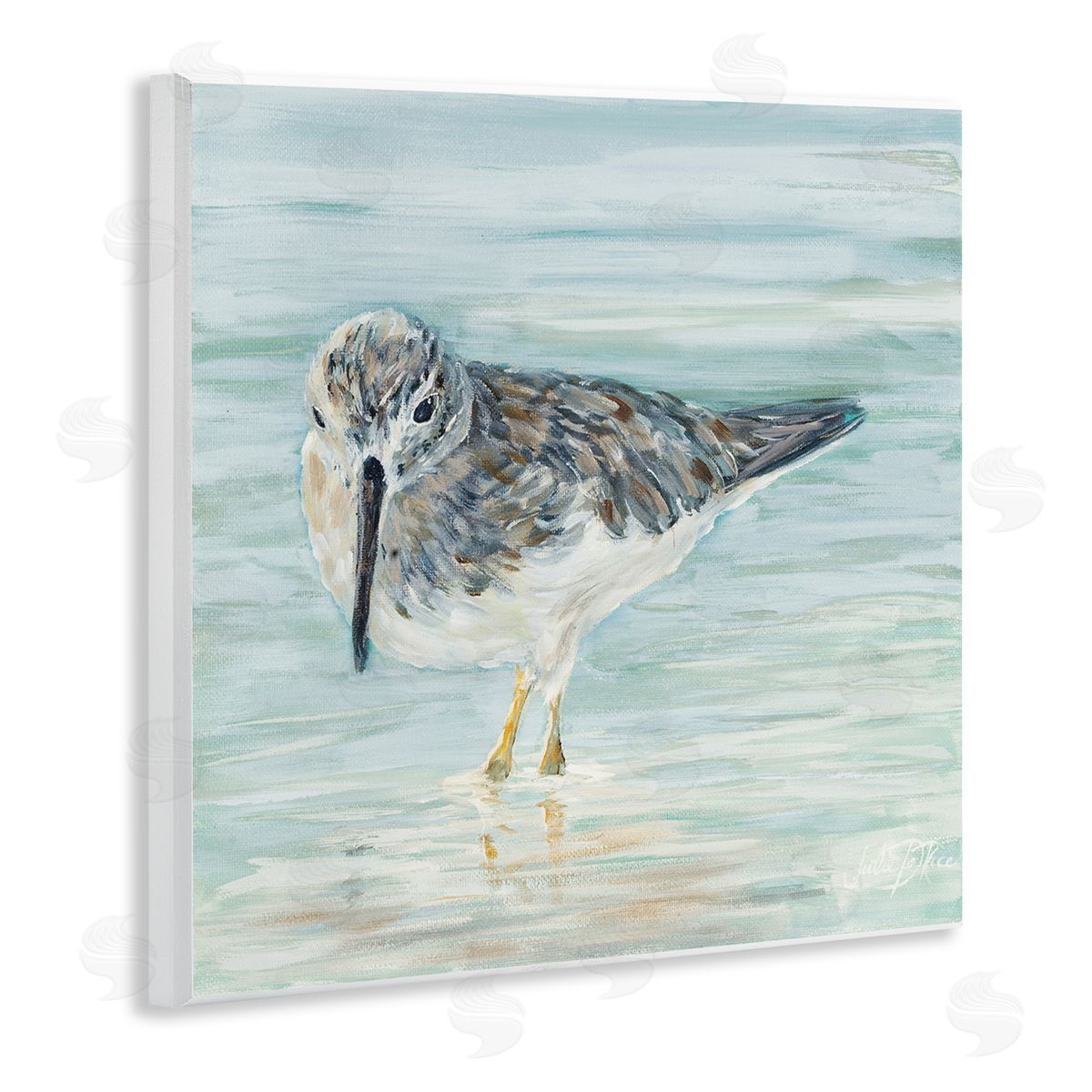 Sandpiper on Shallow Shore Wood Plaque Wall Art, Home Decor by Julie DeRice