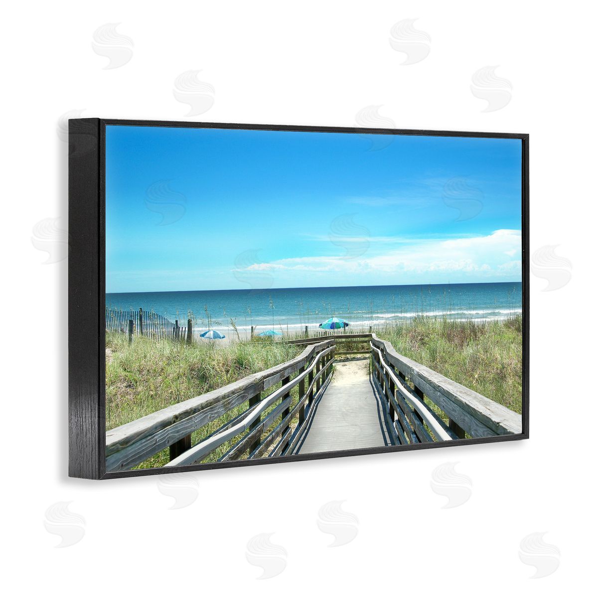 Bridge to Beach View Black Frame Print Wall Art, Home Decor by Kelly Donovan