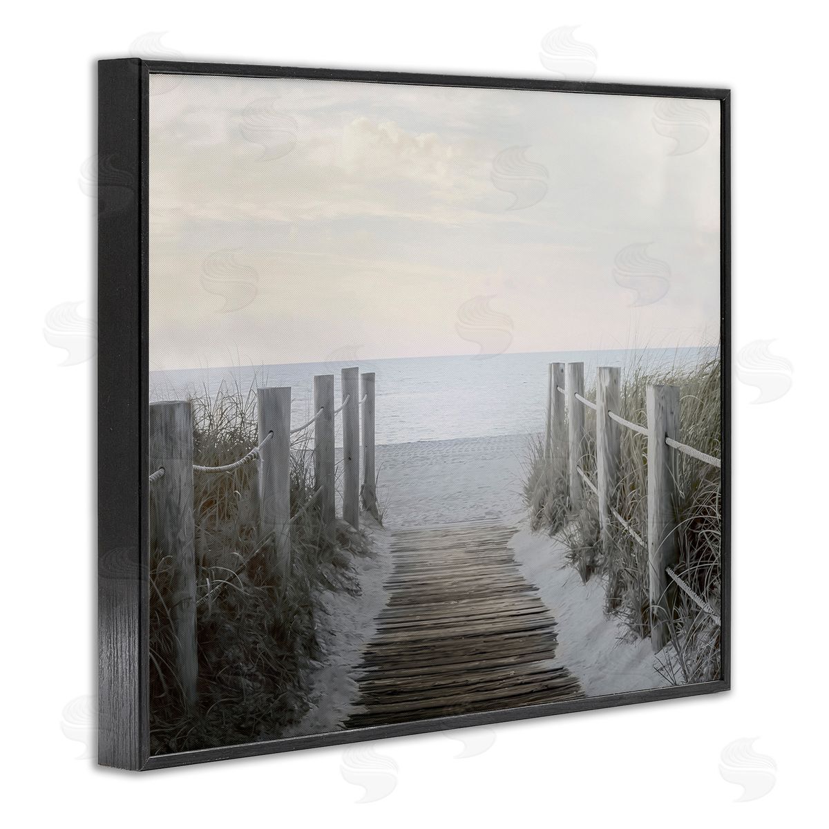 Boardwalk Steps to Beach Black Frame Print Wall Art, Home Decor by Mike Calascibetta