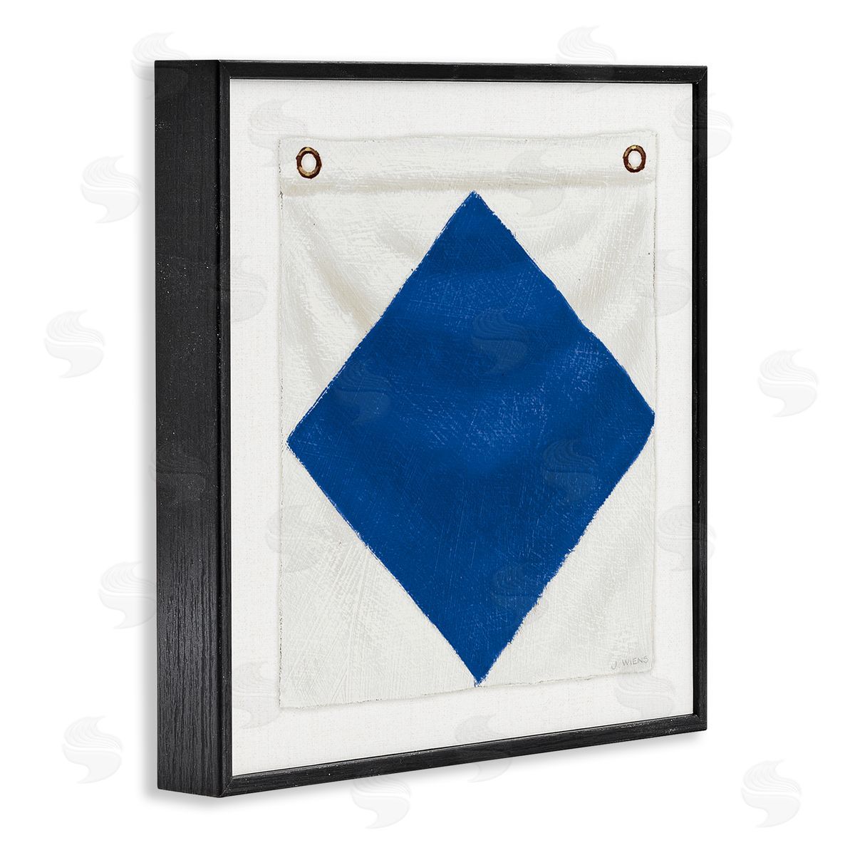 James Wiens Blue & White Nautical Flag Black Framed Giclee Wall Art Print