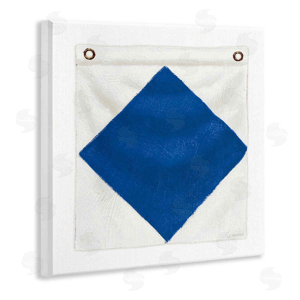 James Wiens Blue & White Nautical Flag Wooden Wall Plaque Art Print