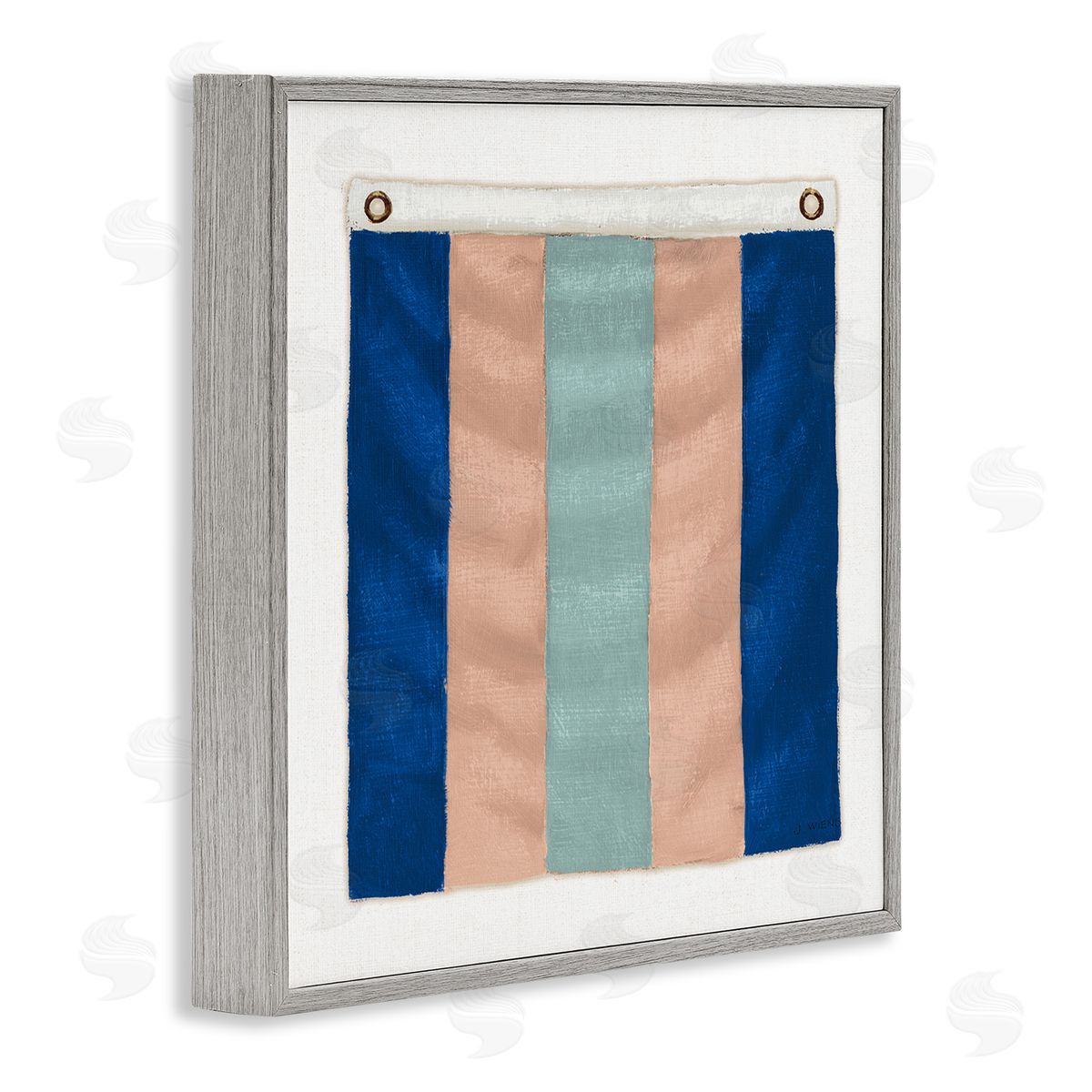 James Wiens Striped Nautical Flag Gray Framed Giclee Wall Art Print