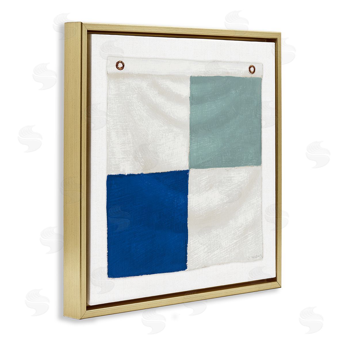 James Wiens Checkered Boat Flag Gold Floating Frame Canvas Wall Art Print