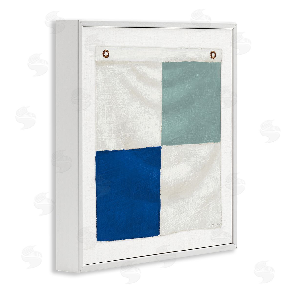 James Wiens Checkered Boat Flag White Framed Giclee Wall Art Print