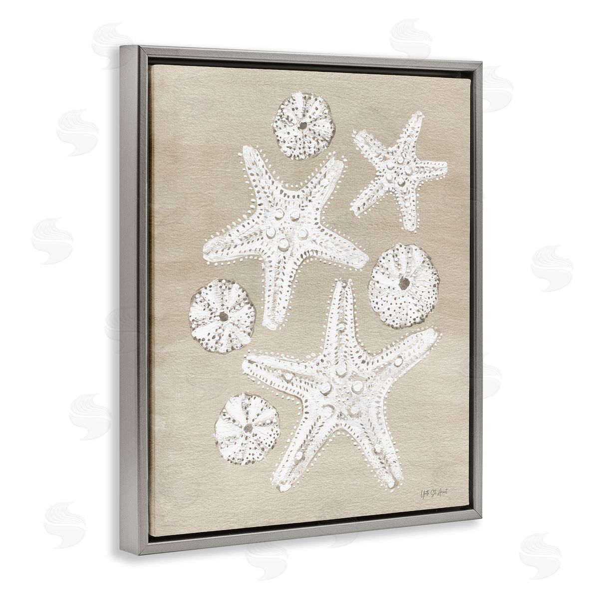 Sandy Beach Treasures Grey Floating Frame Canvas Wall Art, Home Decor by Candra Boggs