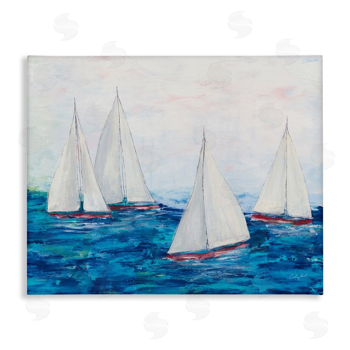 Sailboat Fleet on Ocean Canvas Wall Art, Home Decor by Courtney Prahl