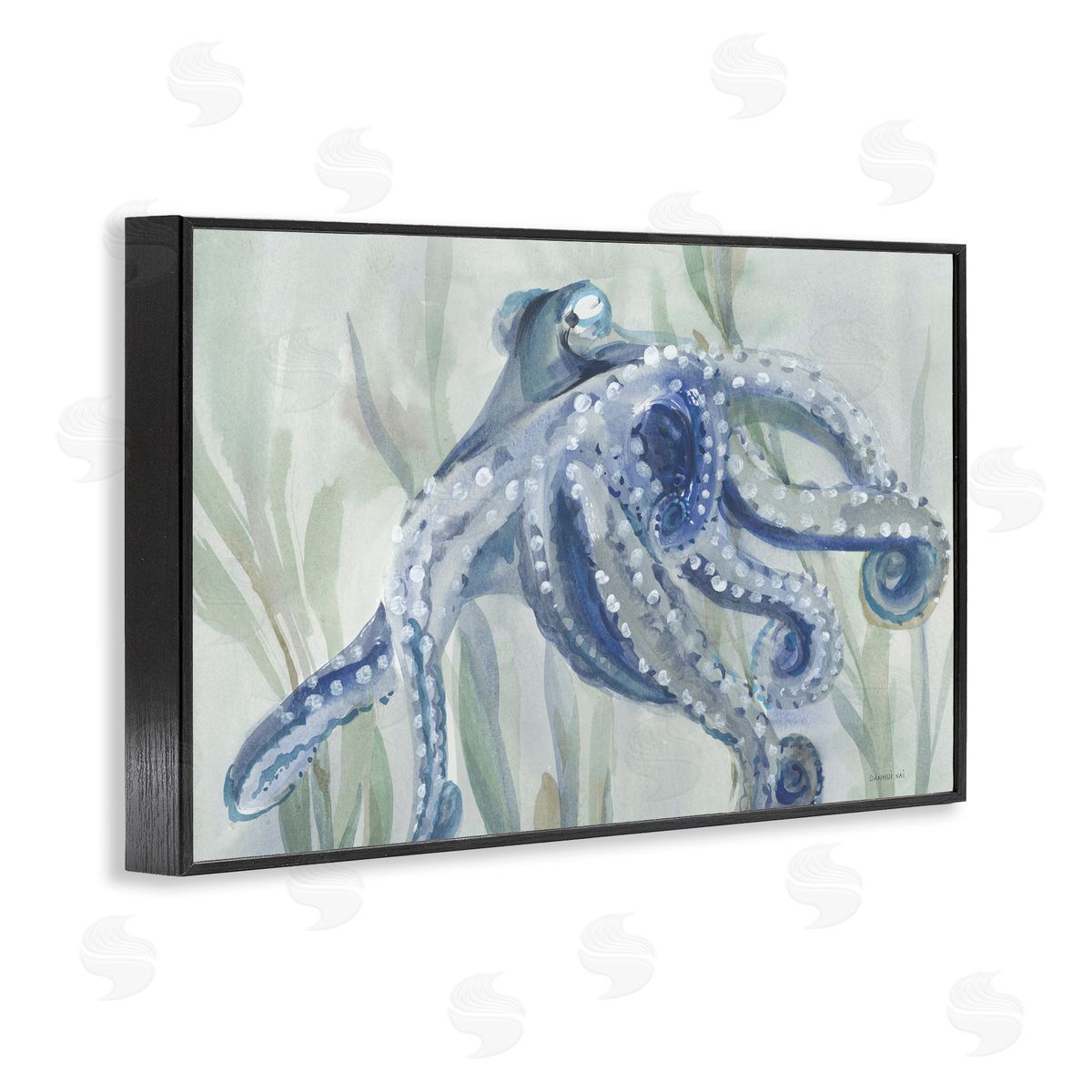 Deep Dweller Octopus Black Frame Print Wall Art, Home Decor by Danhui Nai