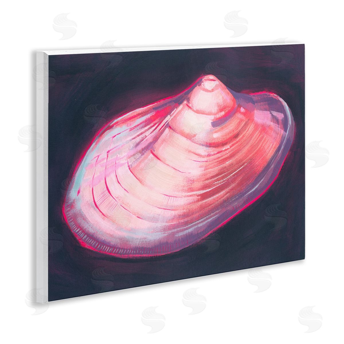 Pink Seashell on Black Wood Plaque Wall Art, Home Decor by Grace Popp