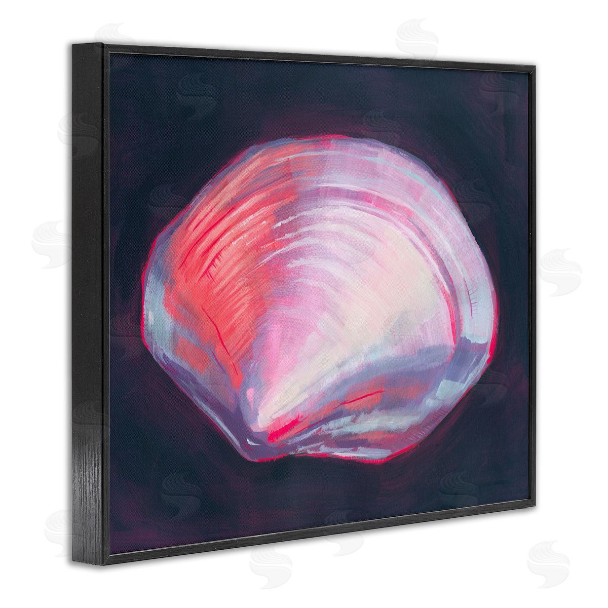 Pink Clam on Black Black Frame Print Wall Art, Home Decor by Grace Popp