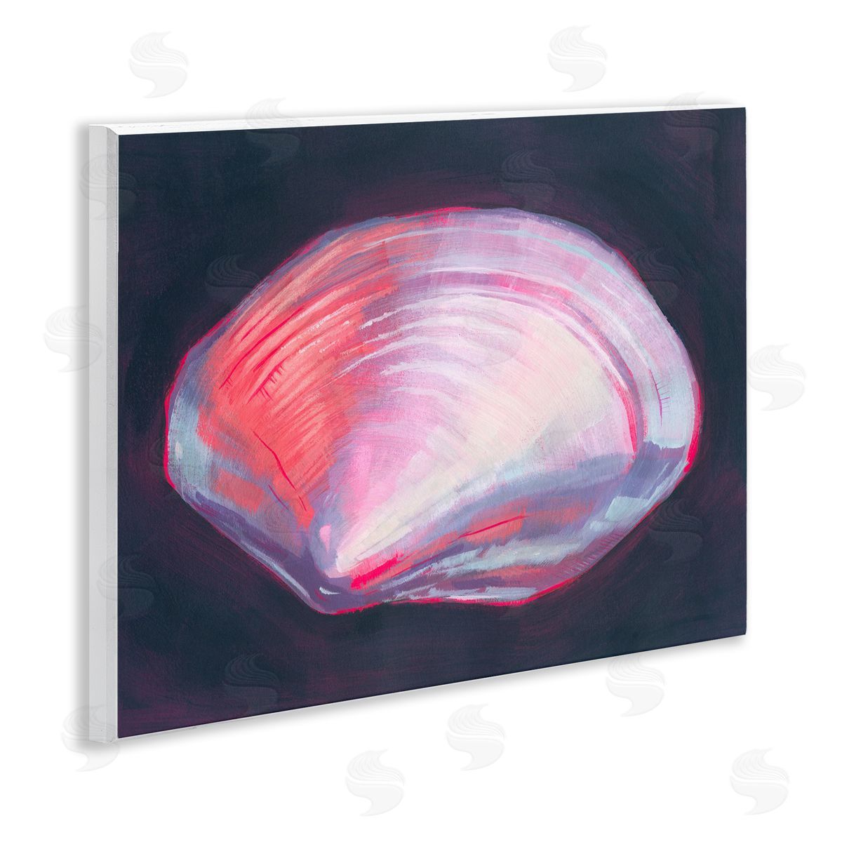 Pink Clam on Black Wood Plaque Wall Art, Home Decor by Grace Popp