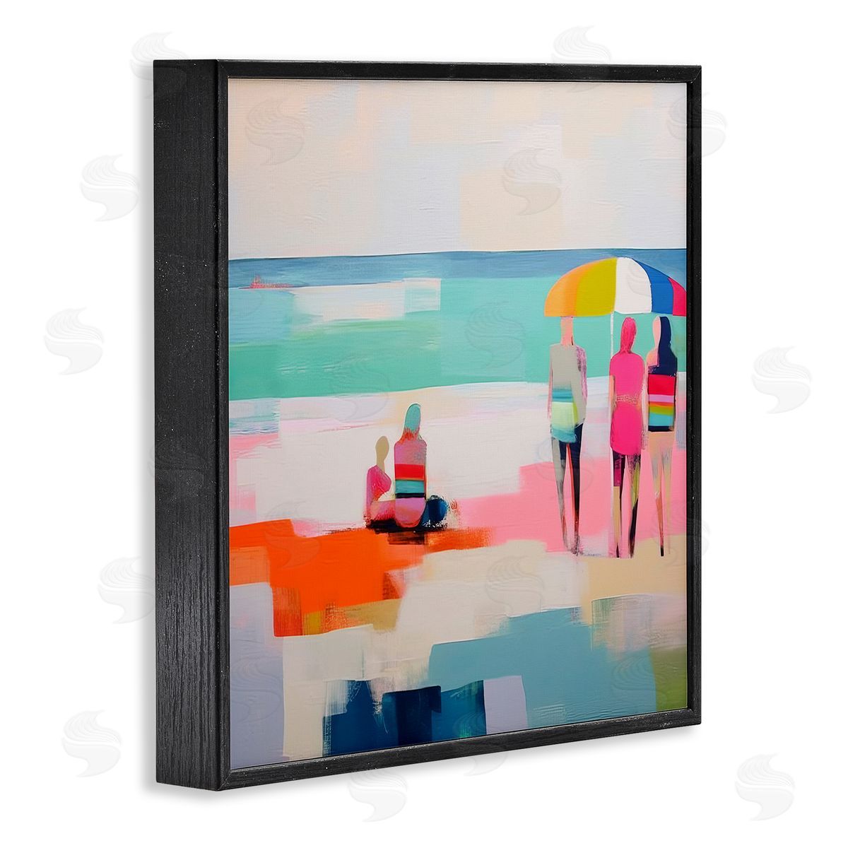 People on Beach Abstract Black Frame Print Wall Art, Home Decor by Irena Orlov