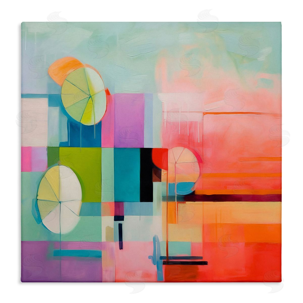 Beach Umbrellas Abstraction Canvas Wall Art, Home Decor by Irena Orlov