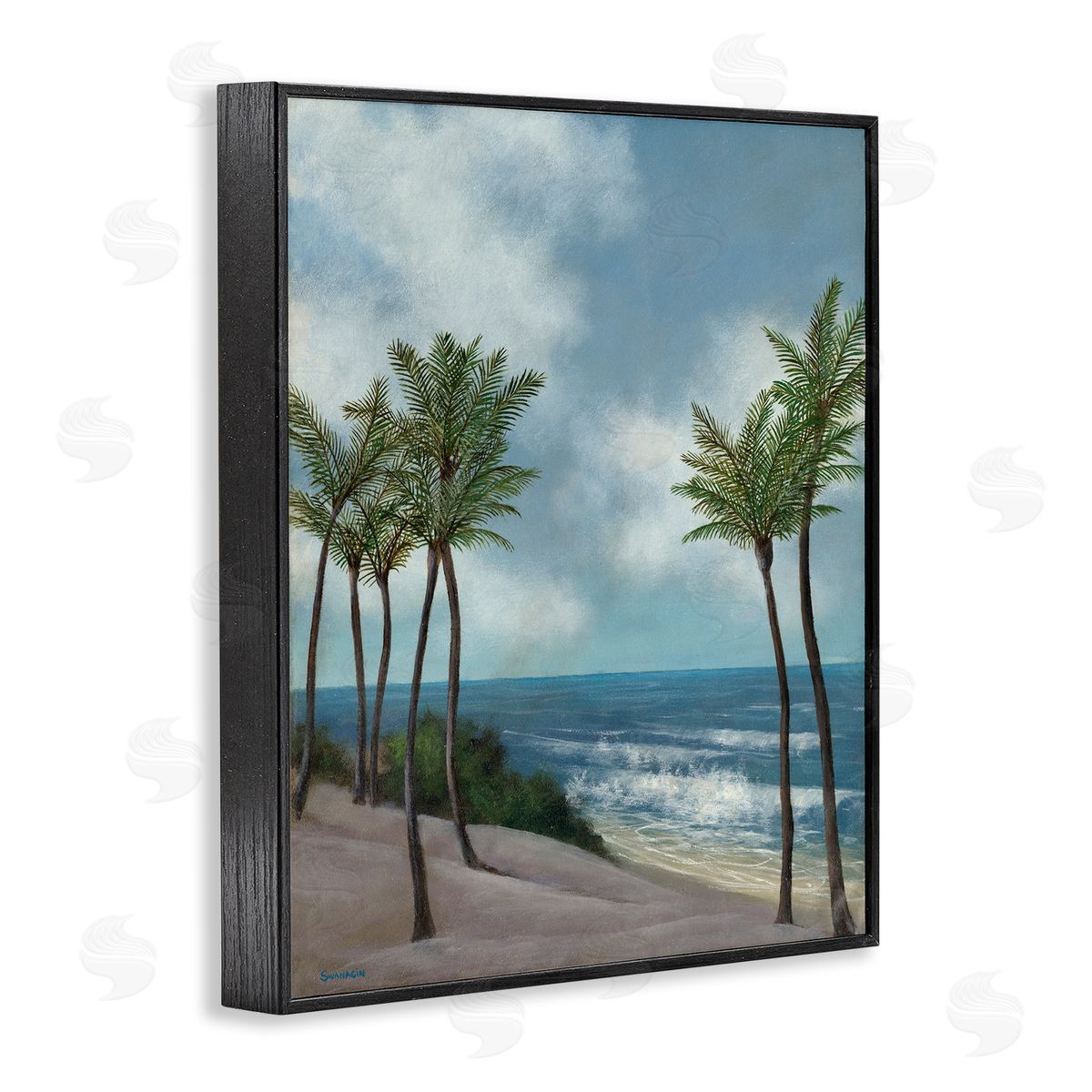 Tropical Crashing Waves Black Frame Print Wall Art, Home Decor by David Swanagin