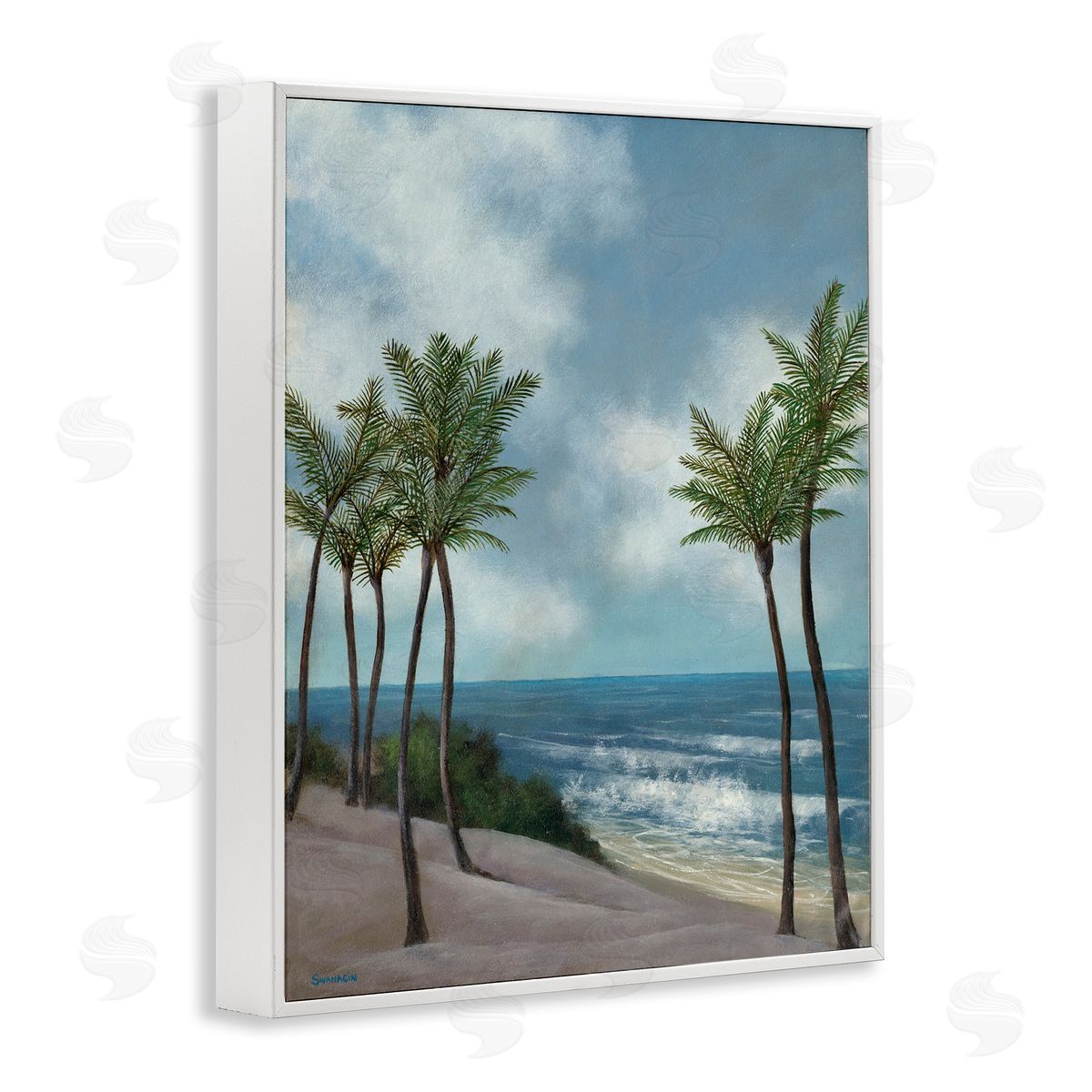 Tropical Crashing Waves White Frame Print Wall Art, Home Decor by David Swanagin