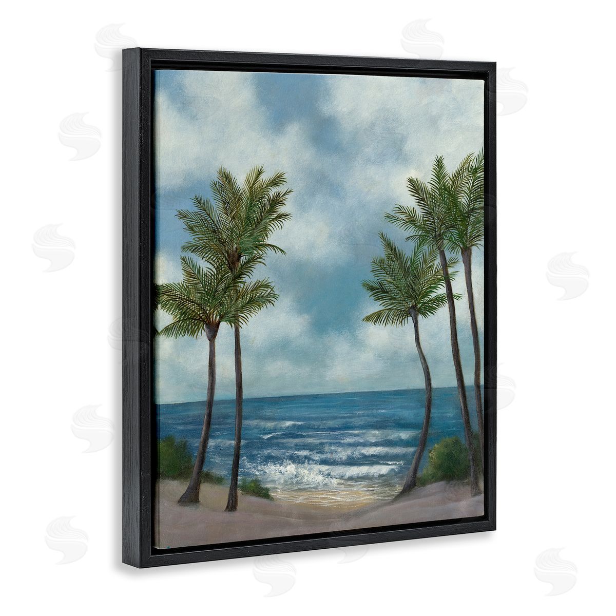 Tropical Breaking Waves Black Floating Frame Canvas Wall Art, Home Decor by David Swanagin
