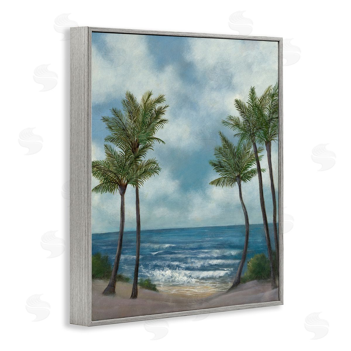 Tropical Breaking Waves Grey Frame Print Wall Art, Home Decor by David Swanagin