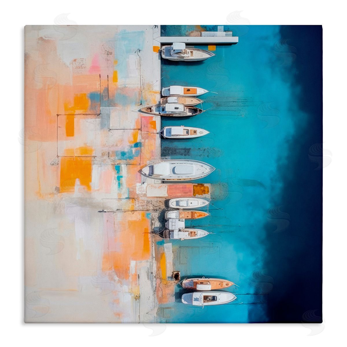 Boat Harbor Aerial View Canvas Wall Art, Home Decor by Irena Orlov