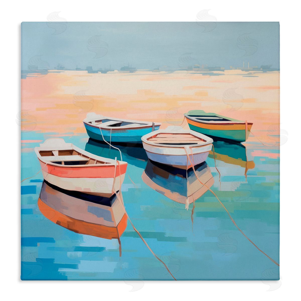 Boat Reflection Shore Canvas Wall Art, Home Decor by Irena Orlov
