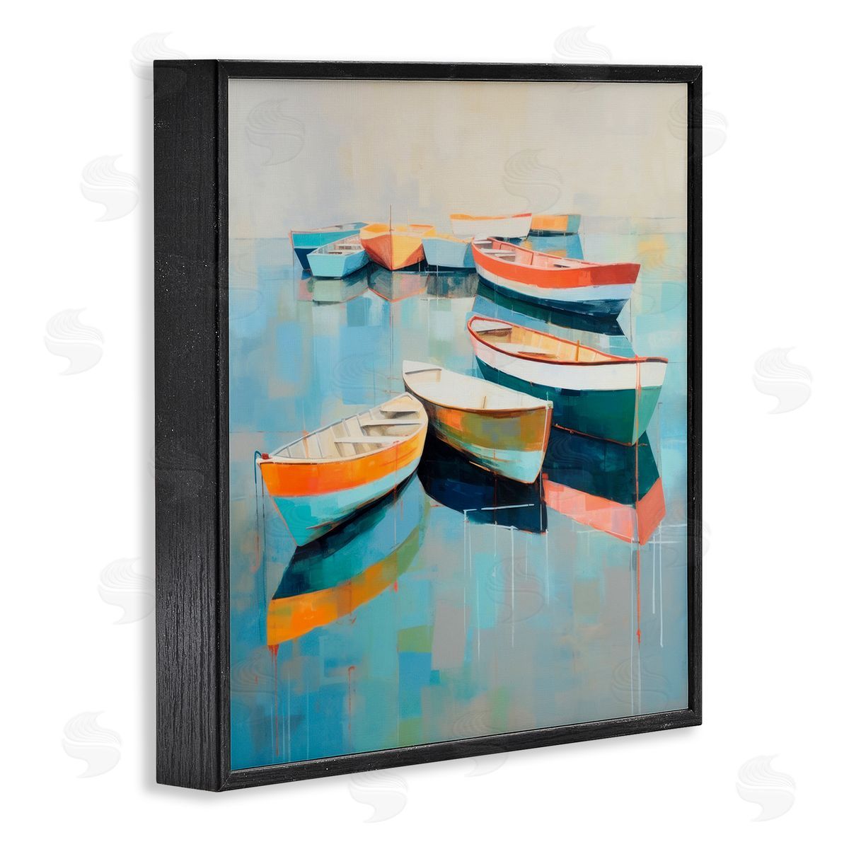 Boats on Shoreline Black Frame Print Wall Art, Home Decor by Irena Orlov