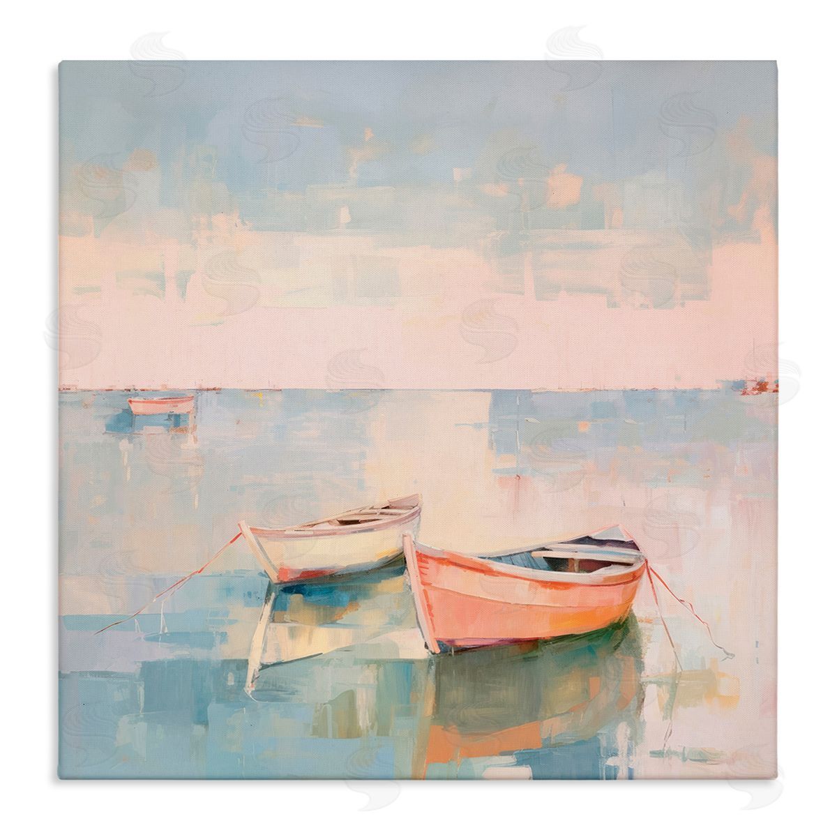 Pastel Docked Boats Canvas Wall Art, Home Decor by Irena Orlov