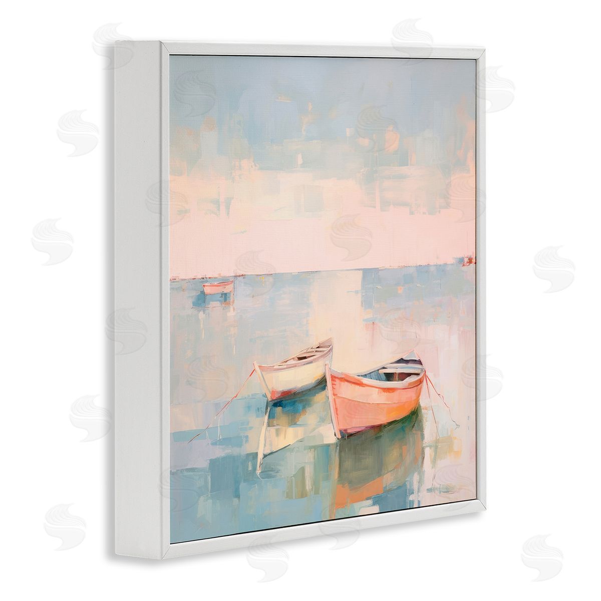 Pastel Docked Boats White Frame Print Wall Art, Home Decor by Irena Orlov