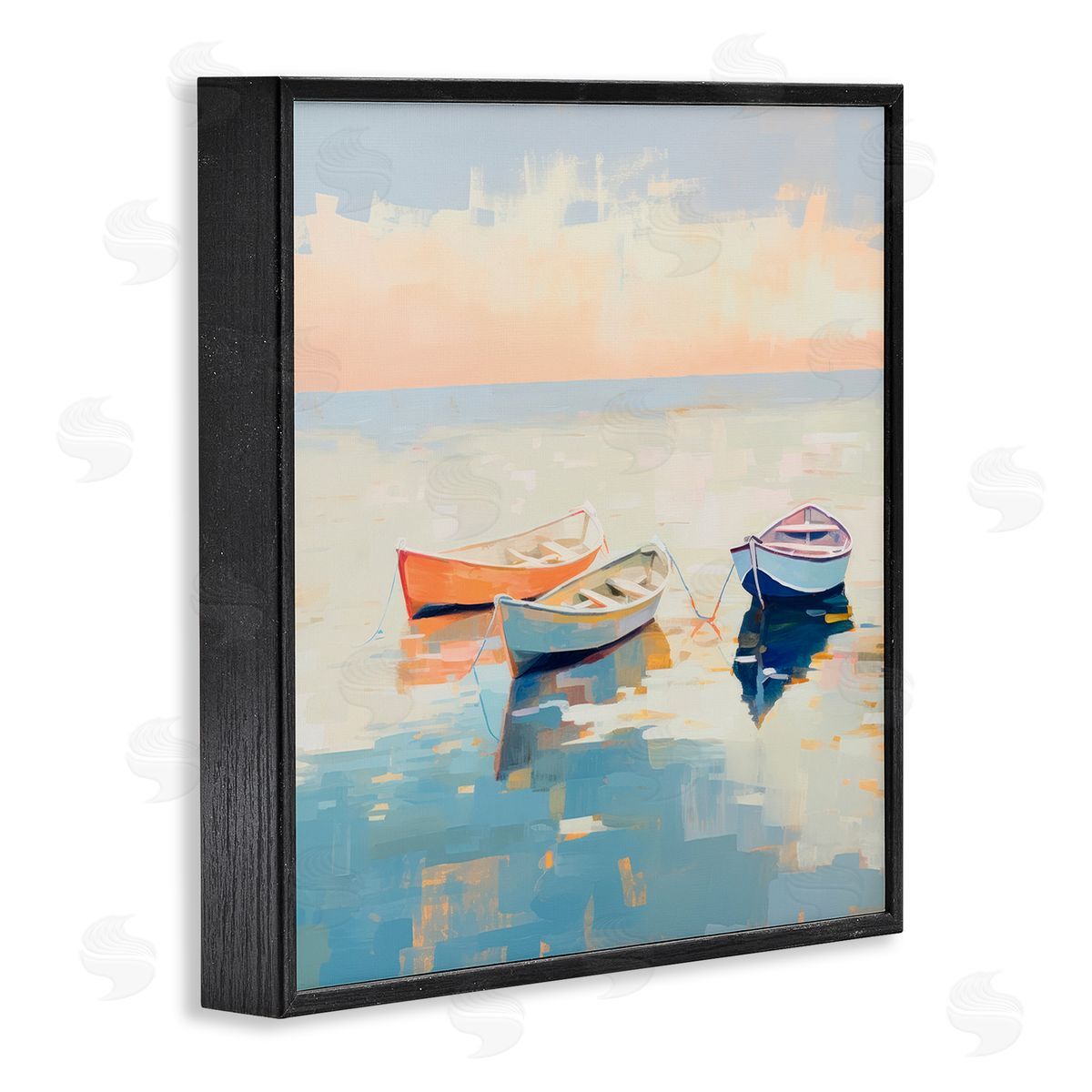 Soft Pastel Boats Black Frame Print Wall Art, Home Decor by Irena Orlov
