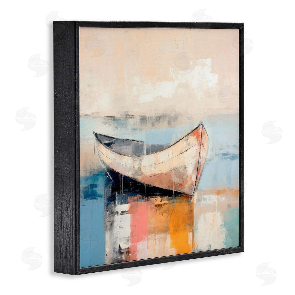 Sunlit Boat Reflection Black Frame Print Wall Art, Home Decor by Irena Orlov