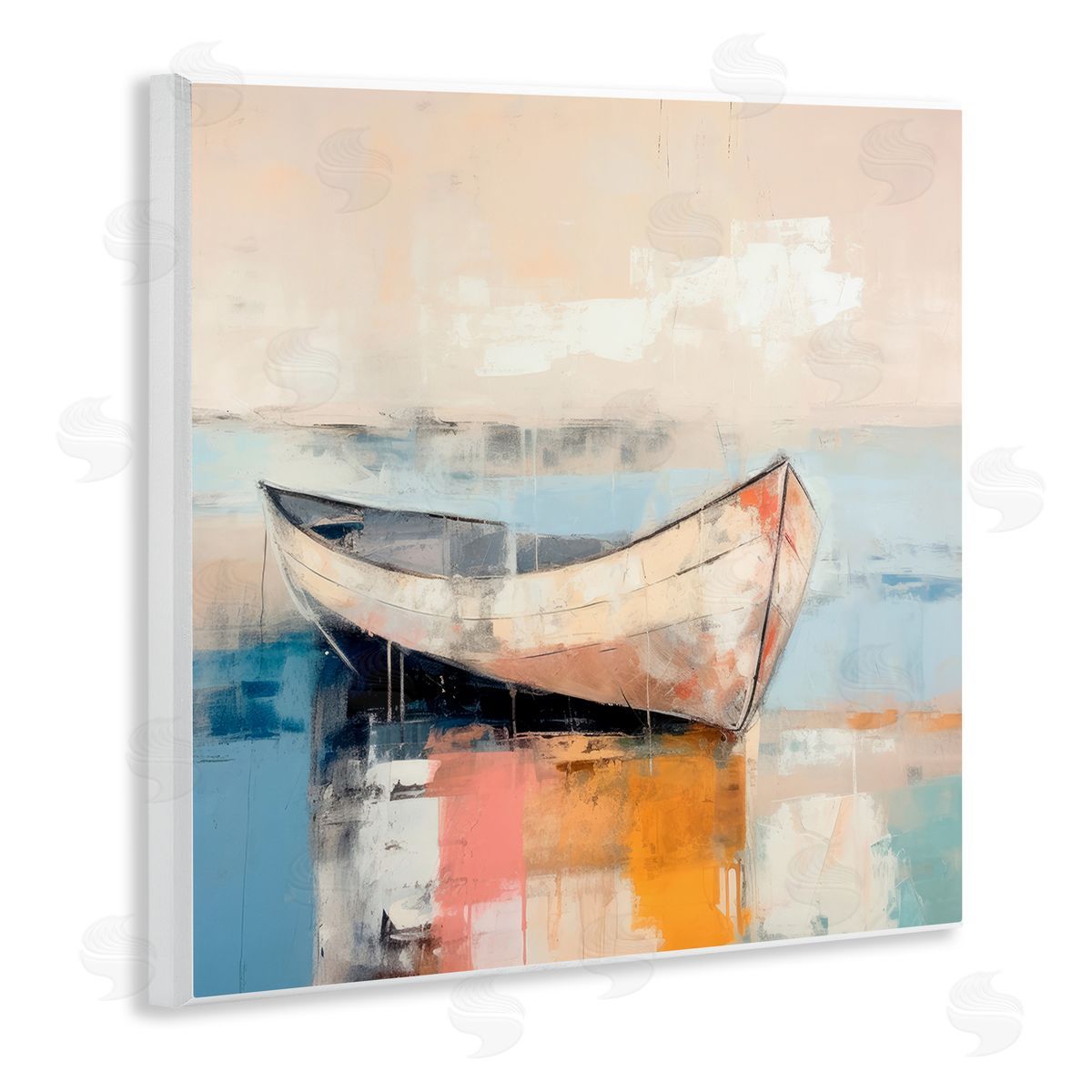 Sunlit Boat Reflection Wood Plaque Wall Art, Home Decor by Irena Orlov