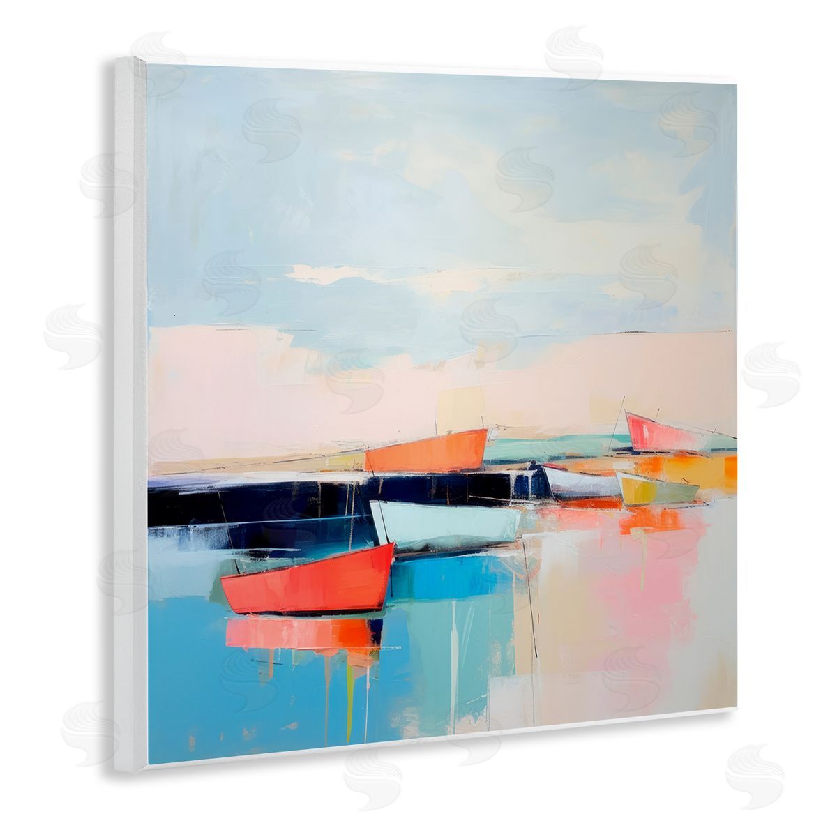 Vivid Boat Reflection Wood Plaque Wall Art, Home Decor by Irena Orlov