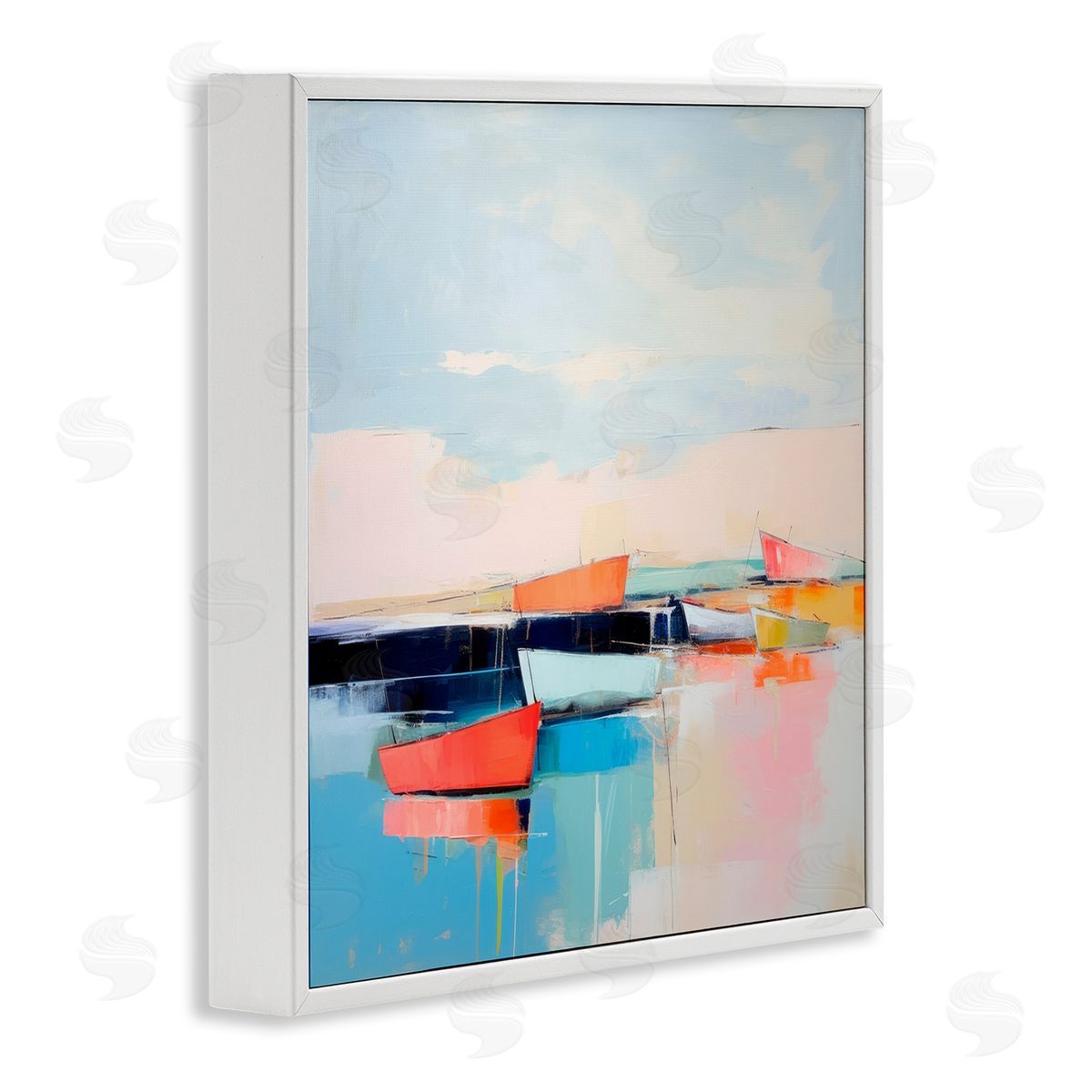 Vivid Boat Reflection White Frame Print Wall Art, Home Decor by Irena Orlov