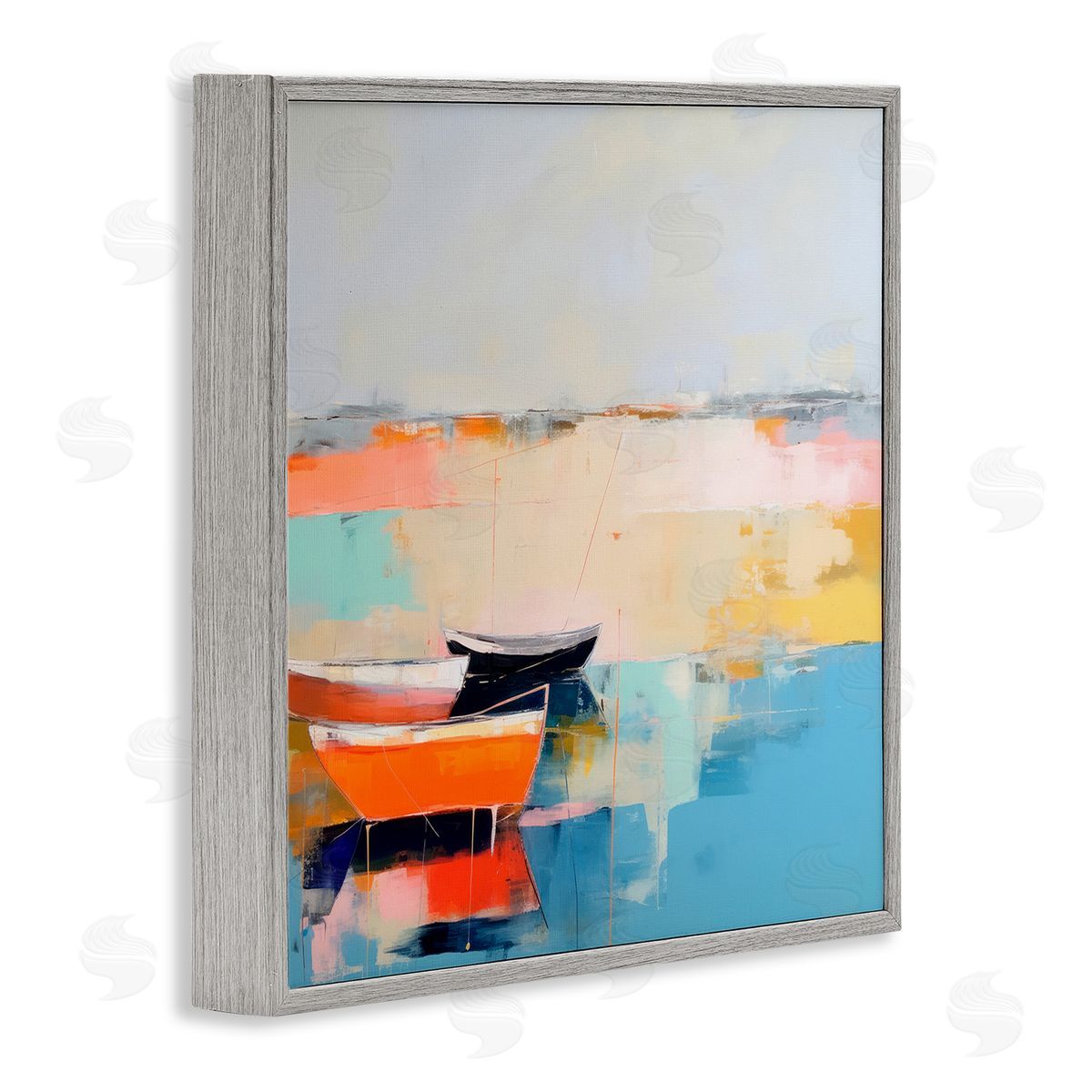 Vivid Boat Abstraction Grey Frame Print Wall Art, Home Decor by Irena Orlov