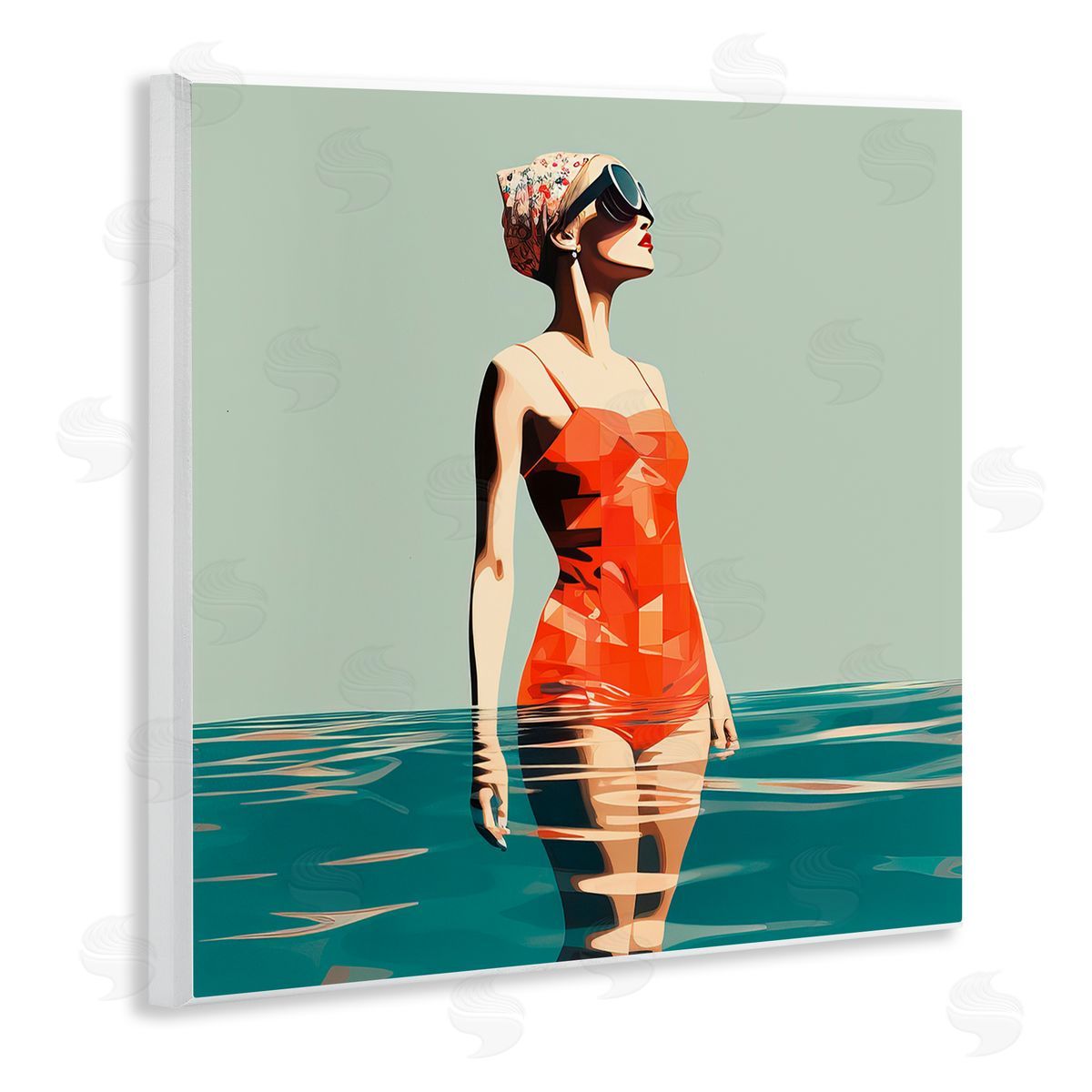 Retro Woman in Swimsuit Wood Plaque Wall Art, Home Decor by Irena Orlov