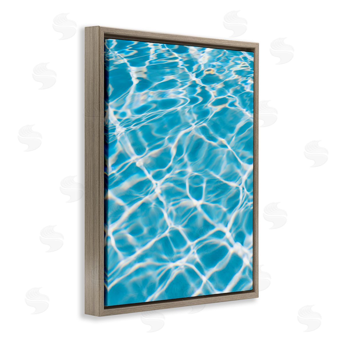 Summer Water Reflection Brown Floating Frame Canvas Wall Art, Home Decor by Justine Milton
