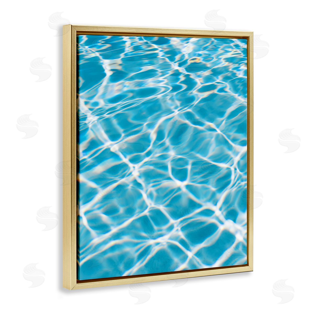 Summer Water Reflection Gold Floating Frame Canvas Wall Art, Home Decor by Justine Milton