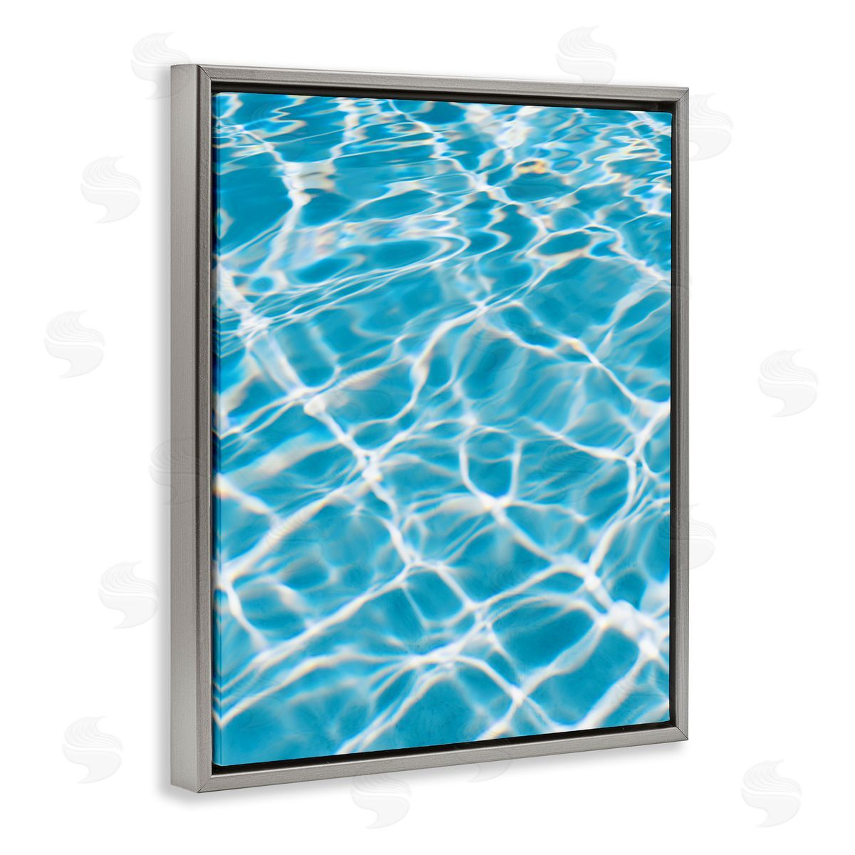 Summer Water Reflection Grey Floating Frame Canvas Wall Art, Home Decor by Justine Milton