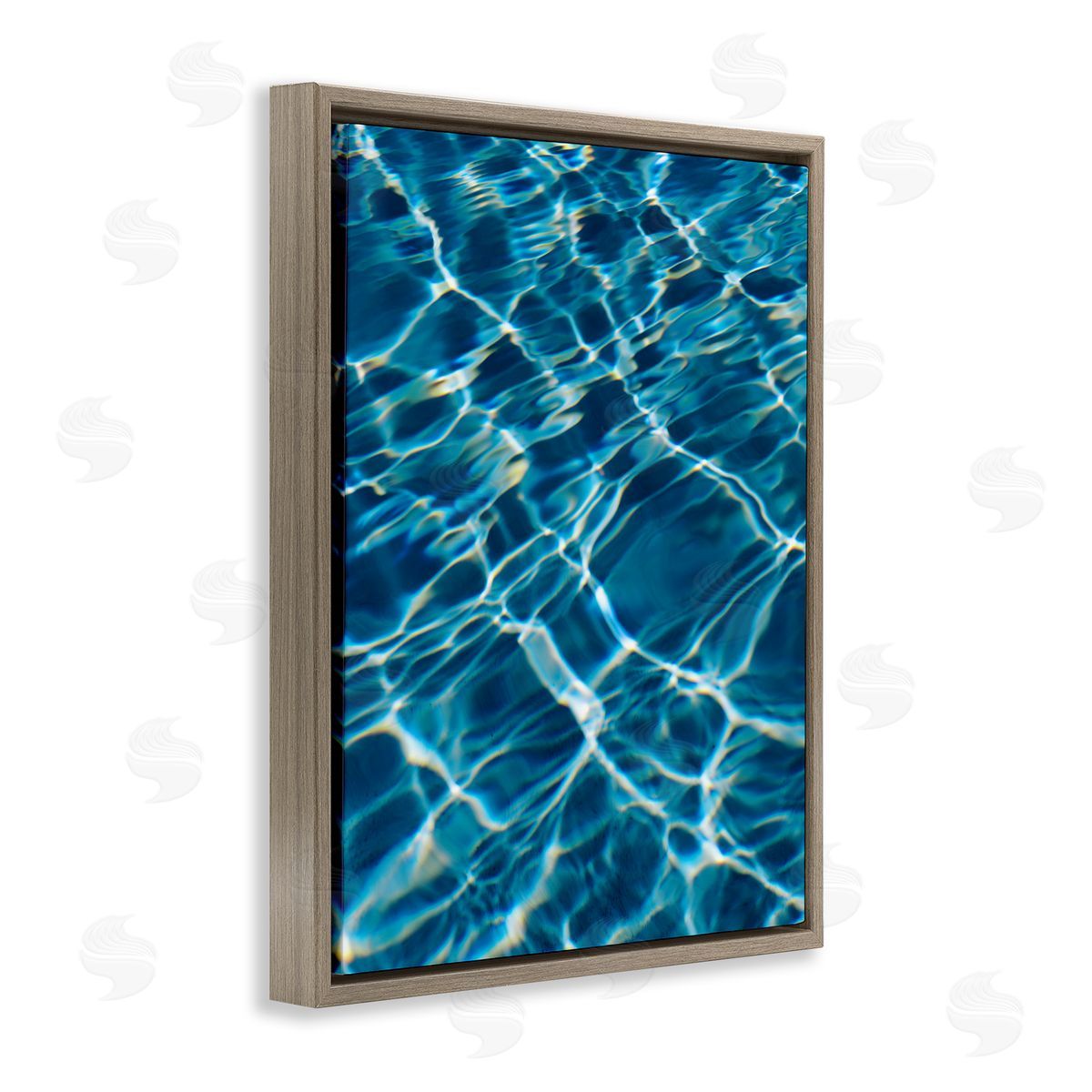Summer Pool Ripples Brown Floating Frame Canvas Wall Art, Home Decor by Justine Milton