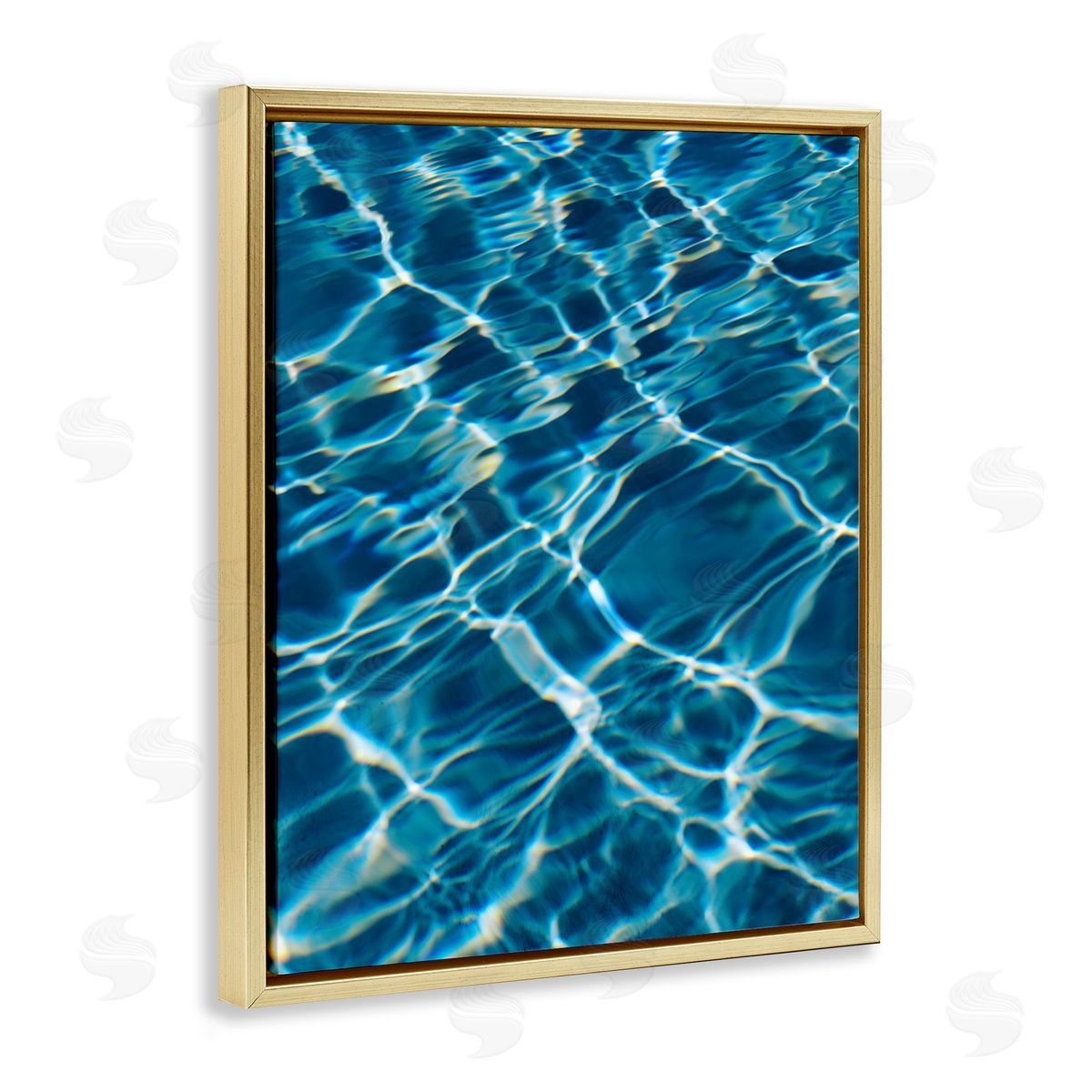 Summer Pool Ripples Gold Floating Frame Canvas Wall Art, Home Decor by Justine Milton