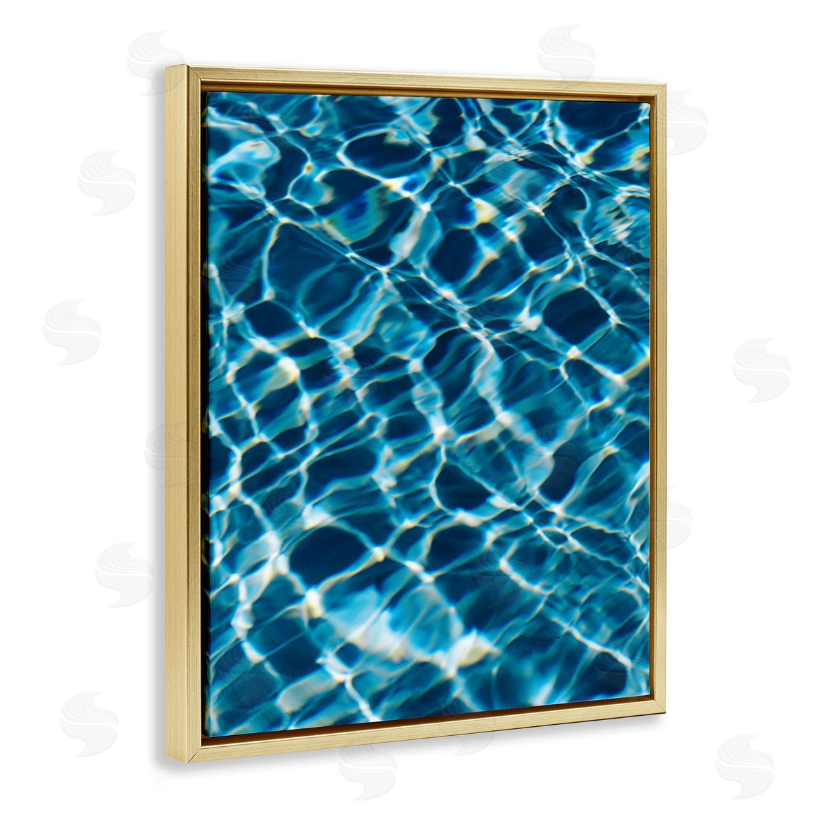 Beach Water Pattern Gold Floating Frame Canvas Wall Art, Home Decor by Justine Milton