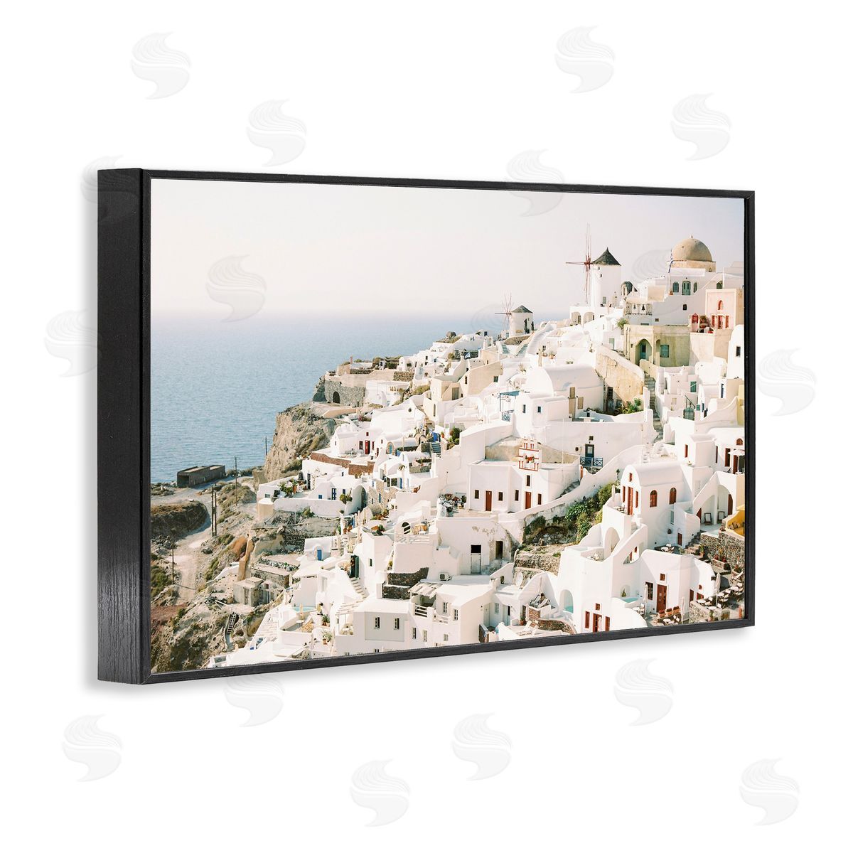 European Seaside City Black Frame Print Wall Art, Home Decor by Justine Milton